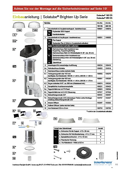 Einbauanleitung Solatube Brighten Up Serie