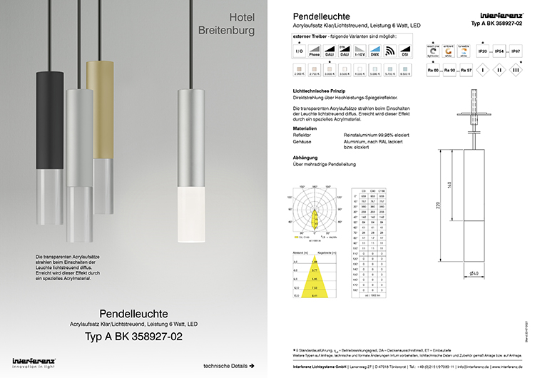 Datenblatt Pendelleuchte